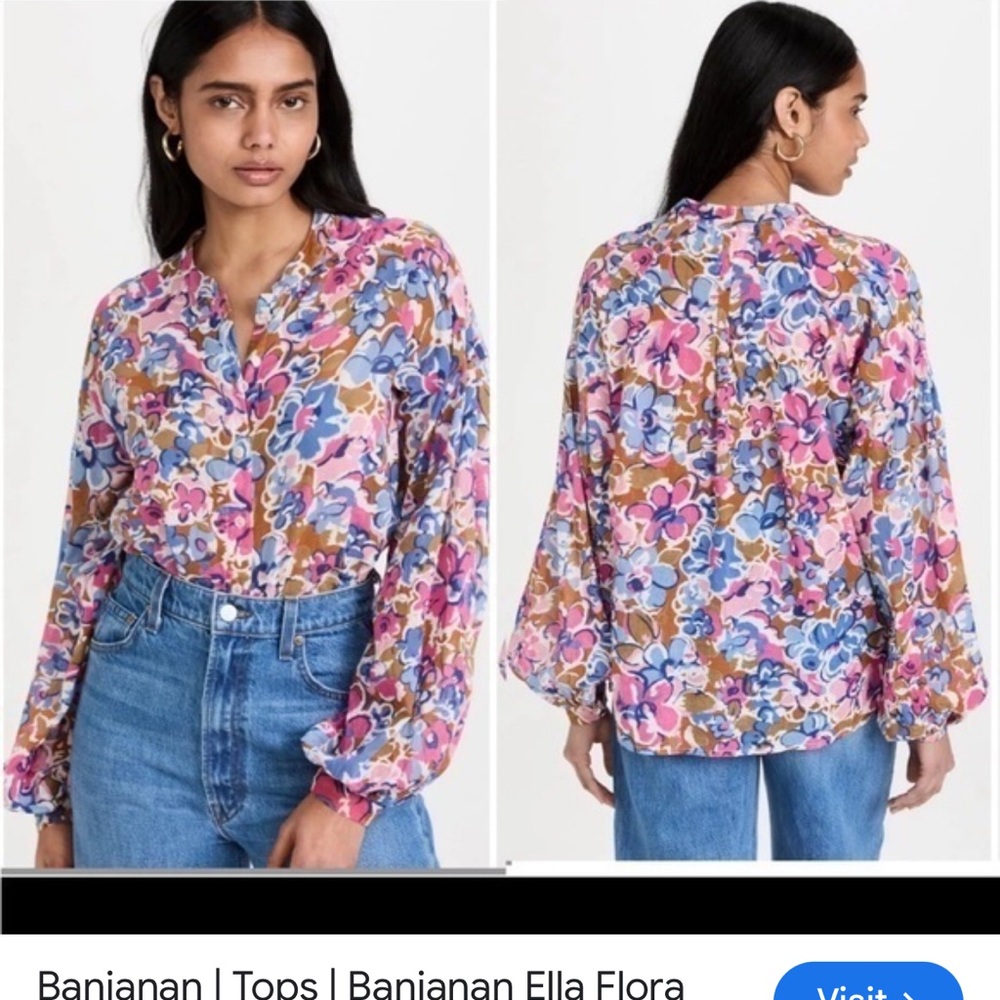 Banjanan Ella Flora Cotton Voile Shirt Size Large